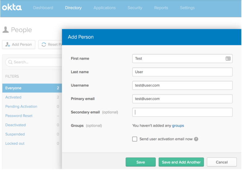 Okta - Add User