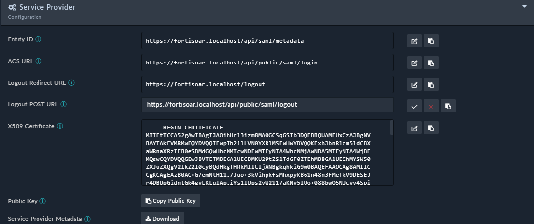 Service Provider configuration