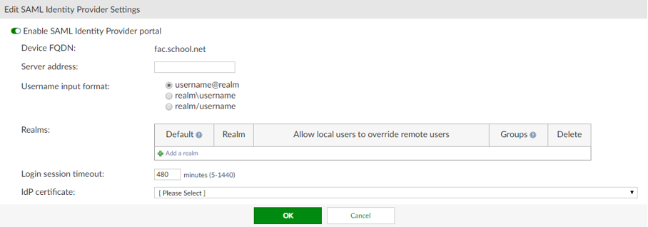 FAC - Enable SAML Identity Provider portal