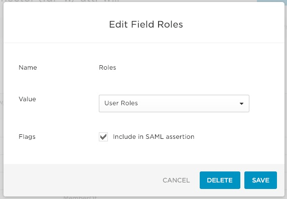 OneLogin SAML application: Edit Field Dialog