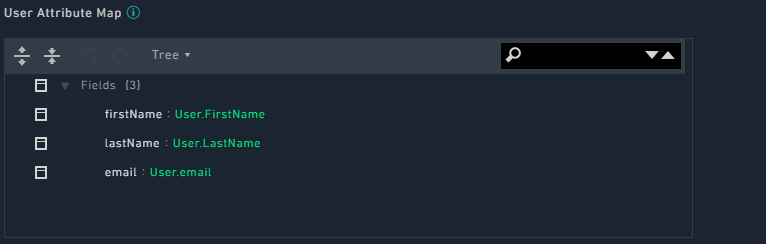 Default user attribute mapping for OneLogin in FortiSOAR
