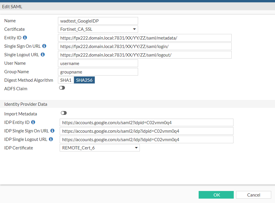Using SAML authentication with Google SSO | FortiProxy 7.4.0 | Fortinet ...