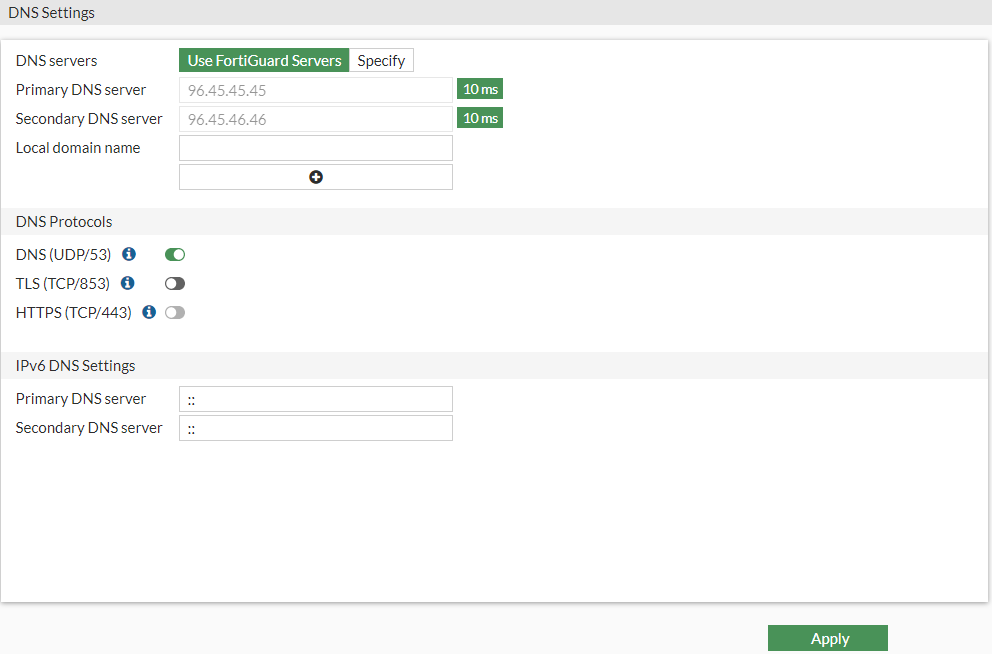 DNS settings | FortiPAM 1.4.0 | Fortinet Document Library