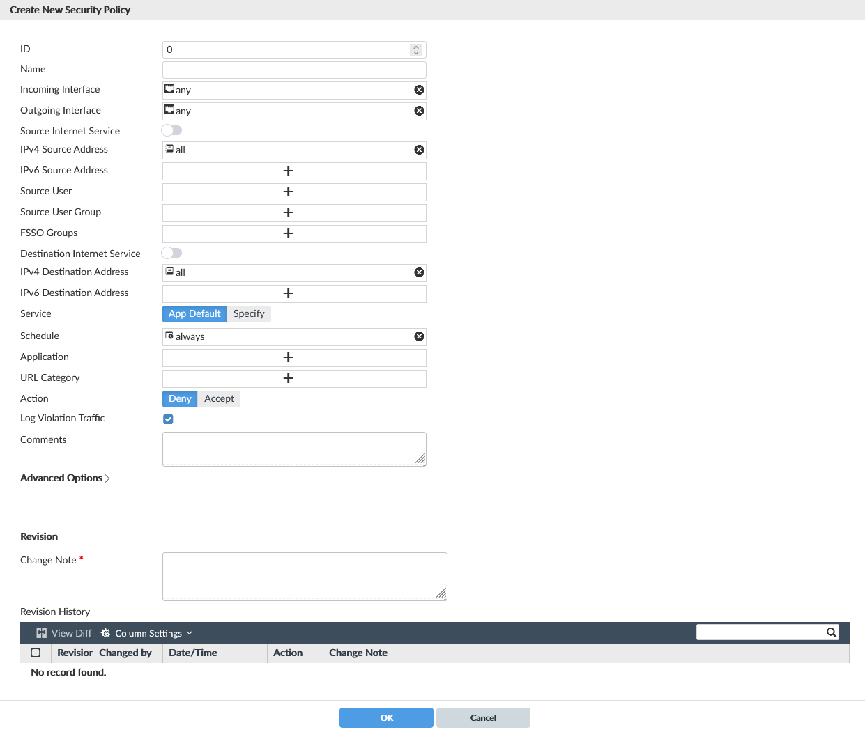 Create New Security Policy | FortiManager 7.0.12 | Fortinet Document ...