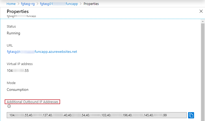 Function App additional outbound IP addresses