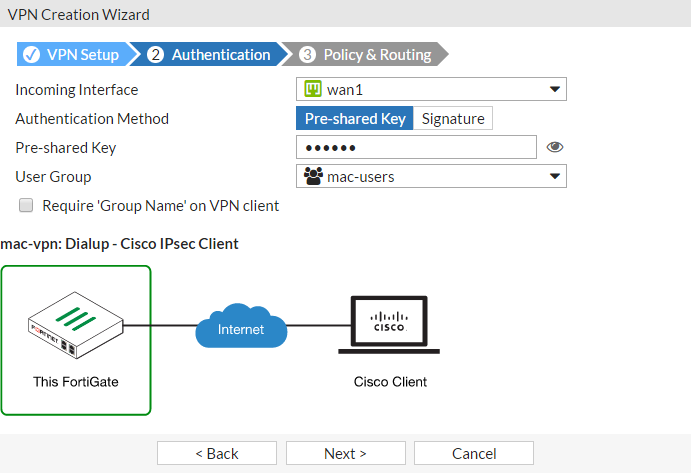 configuring routes for vpn om mac server