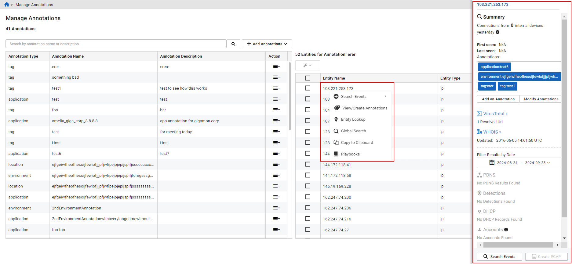 Manage annotations | FortiNDR Cloud 25.2.c | Fortinet Document Library