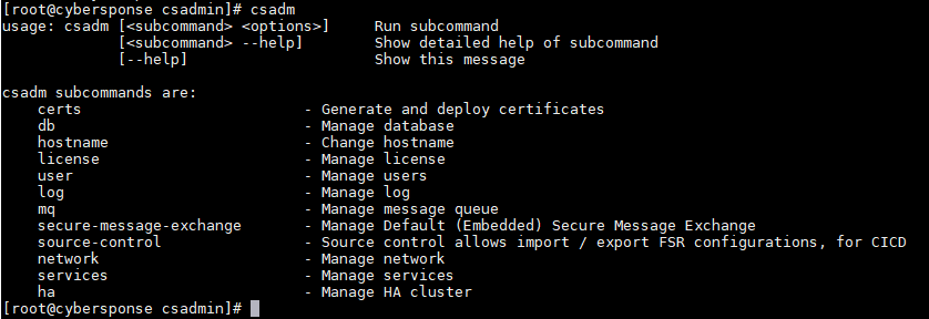 FortiSOAR&trade; Admin CLI command prompt