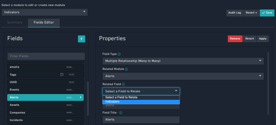 Applying the related field in the Indicators module
