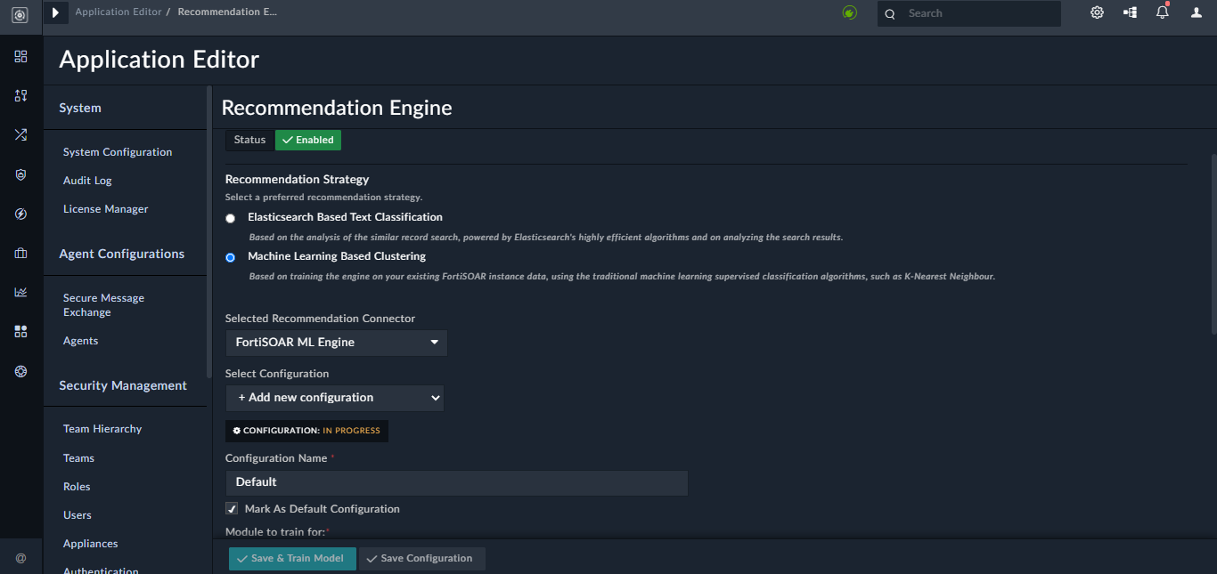 Configuring the Recommendation Engine