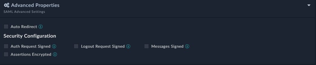 SAML Advanced Properties