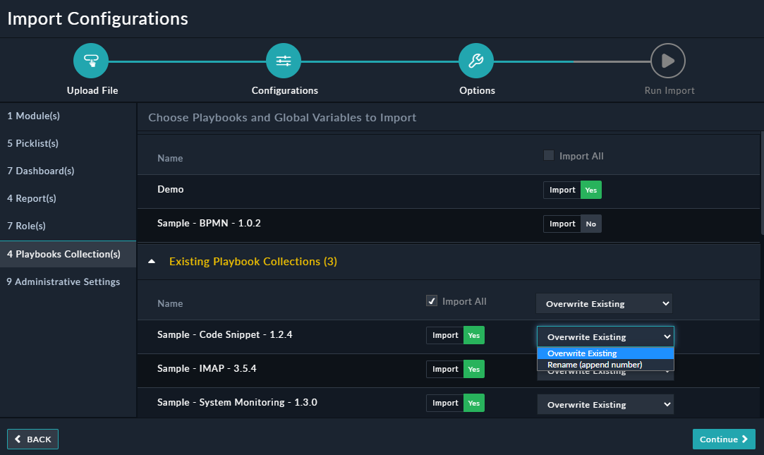 Import Configurations - Playbook Collections