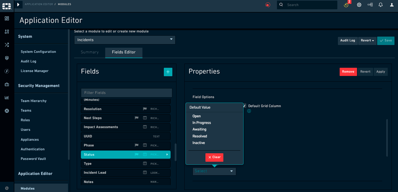 Default Value option