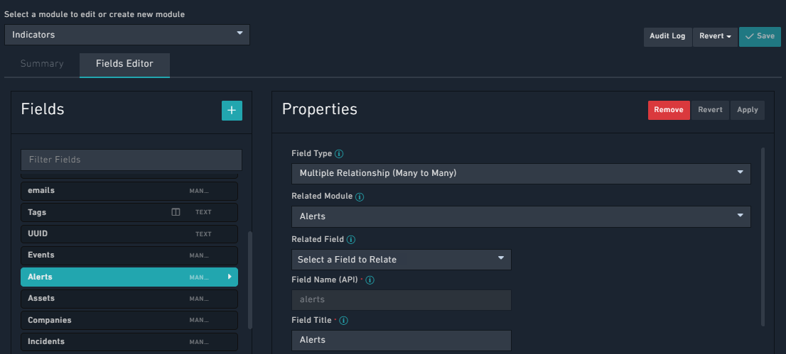 Application Editor: Relating indicators to alertss