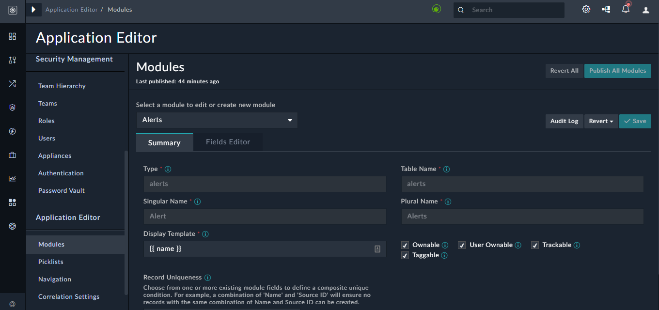 Module Editor Interface