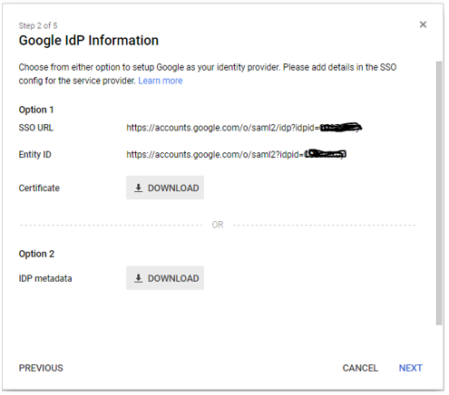 Google IdP information