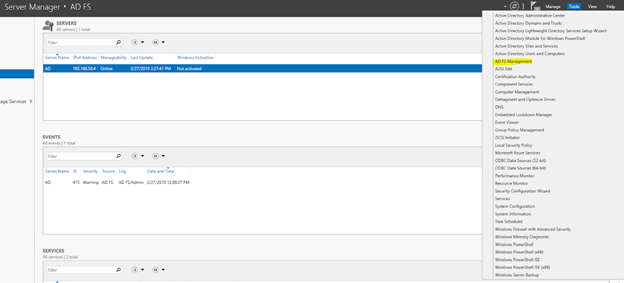 ADFS Management Console