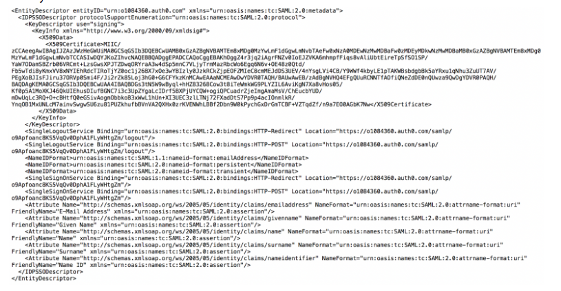 Identity Provider Metadata