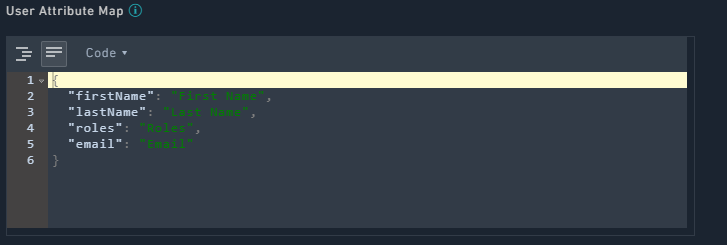 User Attribute Map - Code View
