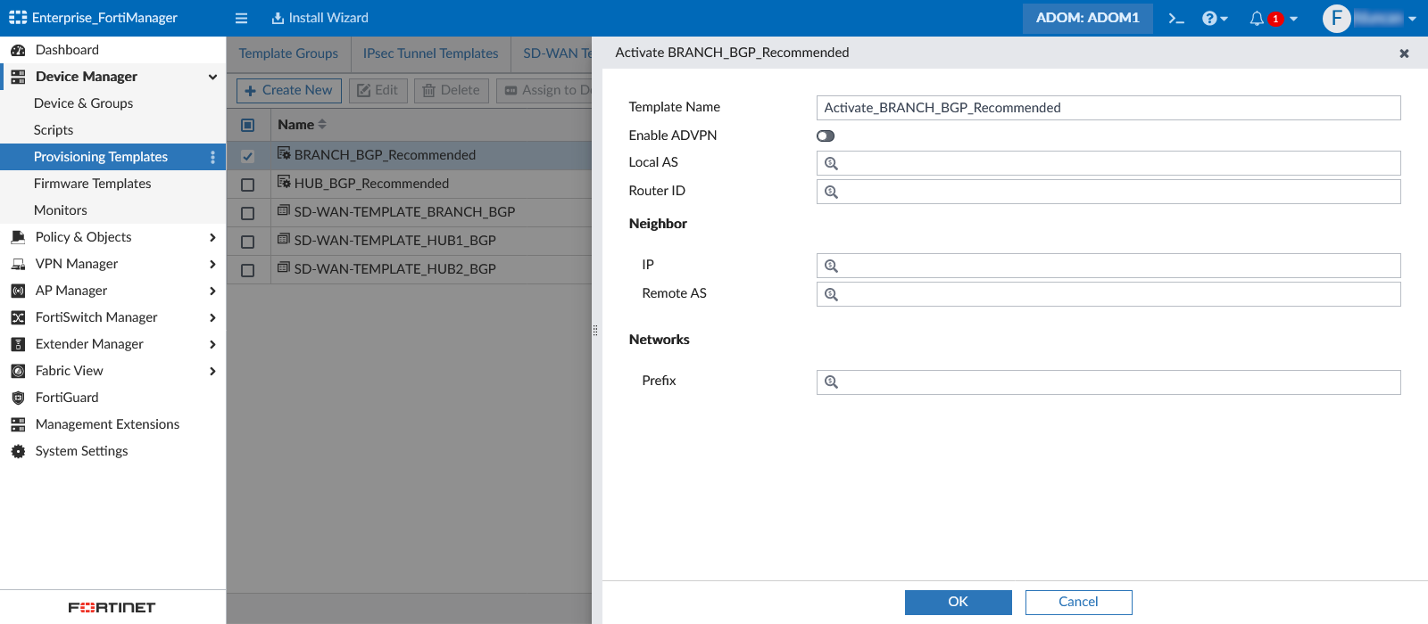 BGP templates FortiManager 7.4.0