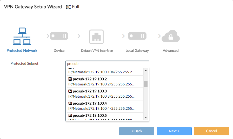 Configuring a full mesh VPN topology within a VPN console