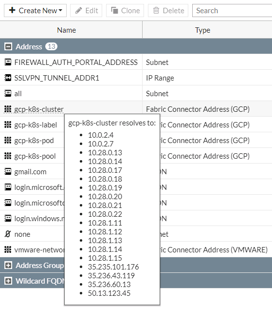 Screenshot displaying the IP being resolved by the SDN connector.
