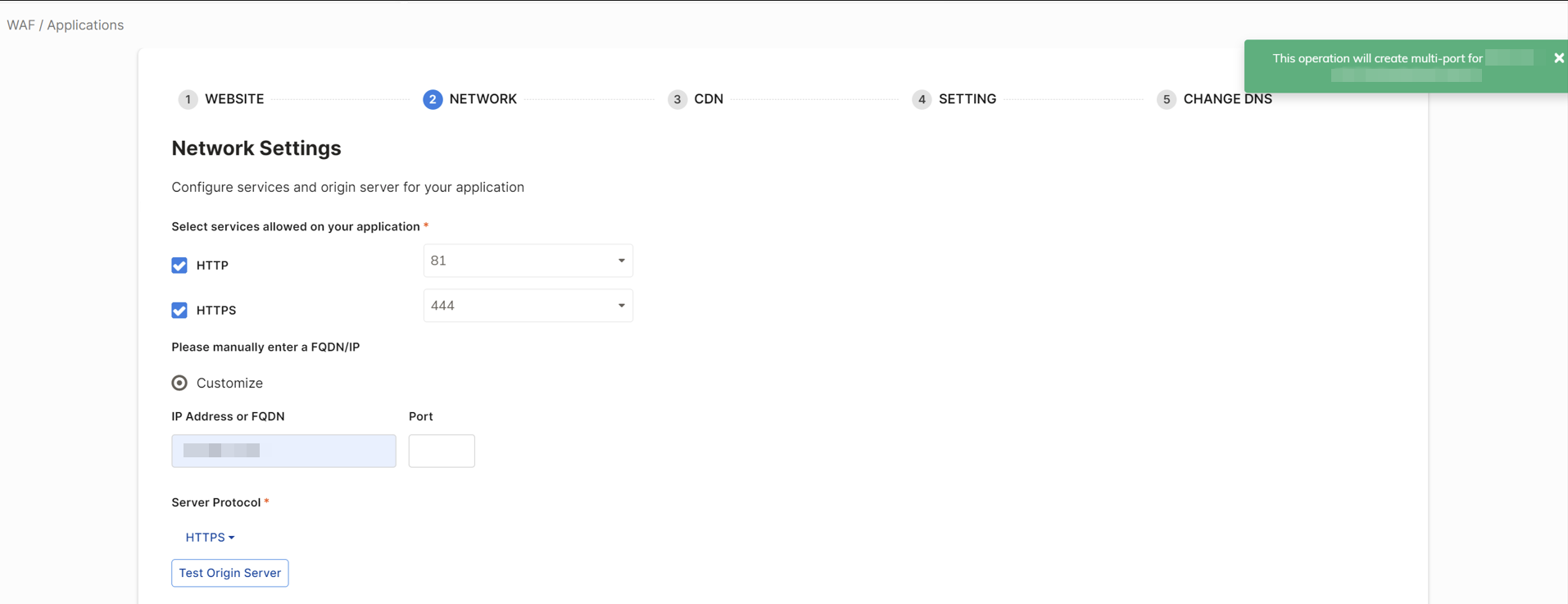 This operation will create mult-port for {ep_domain}