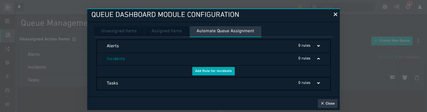 Automate Queue Assignment tab: Incidents module
