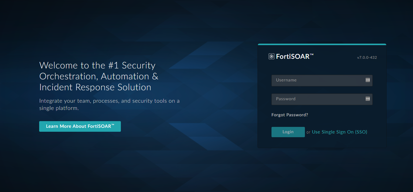 FortiSOAR&trade; login with the SSO link