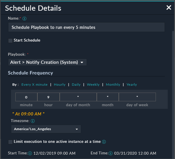 Create Schedule form