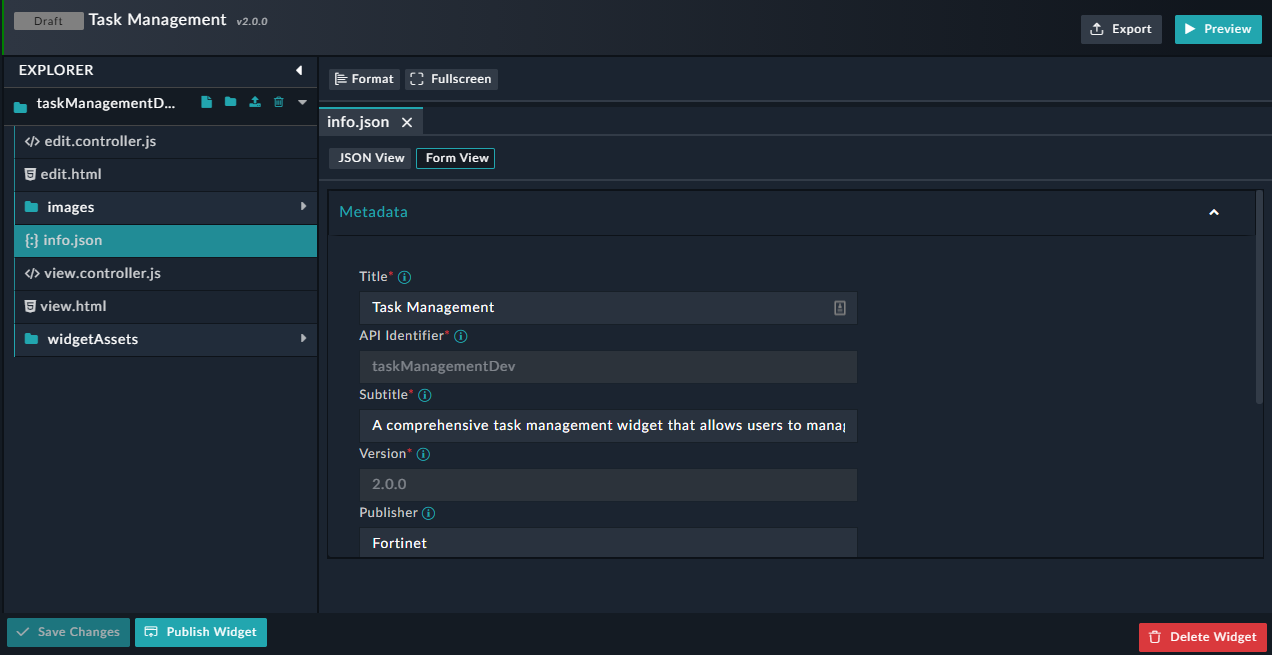 Editing Widget in the Form View