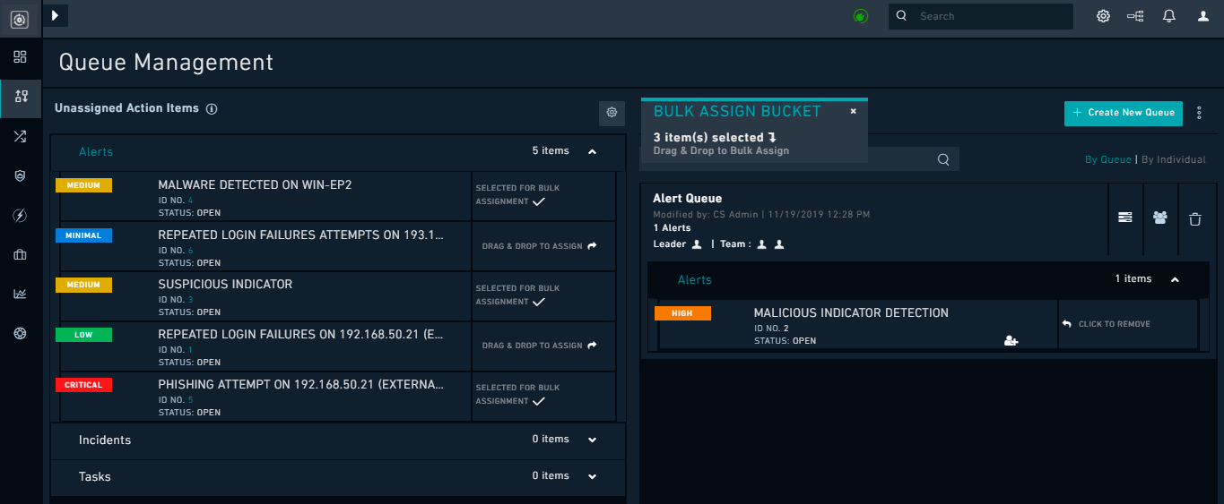 Assign tasks in bulk to a queue