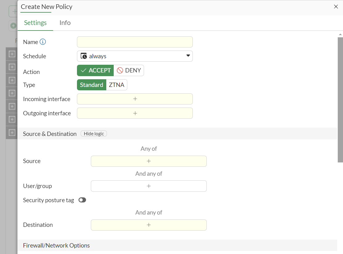 GUI displays logic between firewall policy objects | FortiGate / FortiOS  7.6.0 | Fortinet Document Library