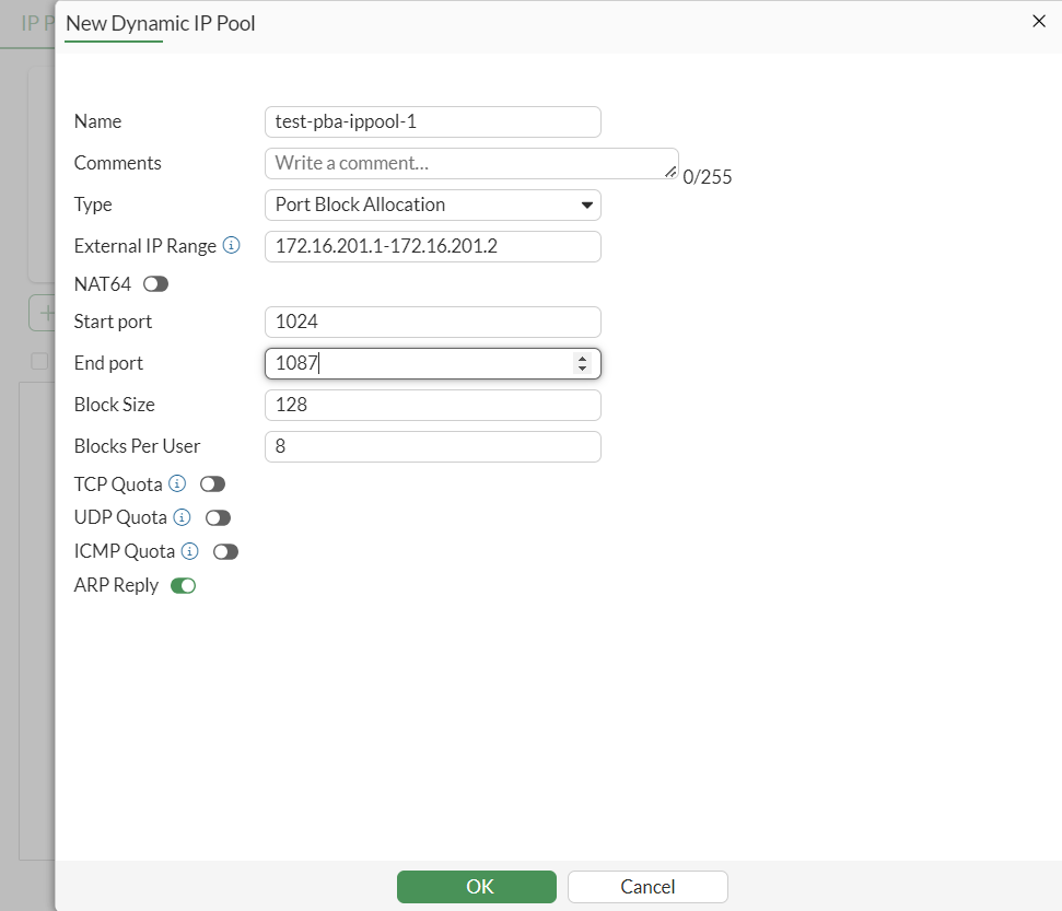 Custom port ranges for PBA and FPR IP pools FortiGate / FortiOS 7.6.0