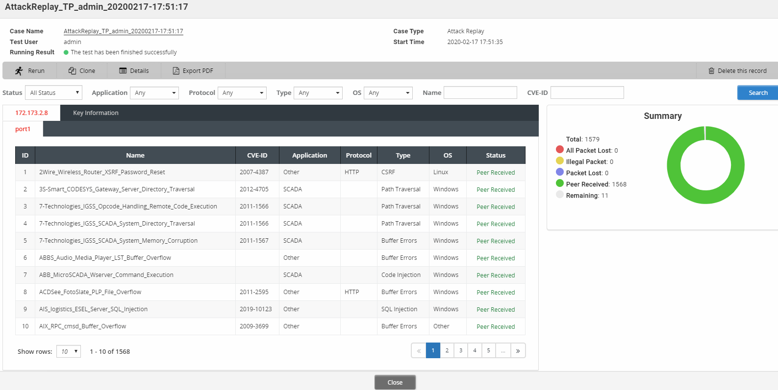 Viewing test results | FortiTester 3.9.1 | Fortinet Document Library