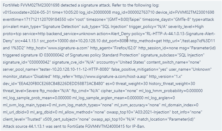 Notification message examples | FortiWeb 7.6.2 | Fortinet Document Library
