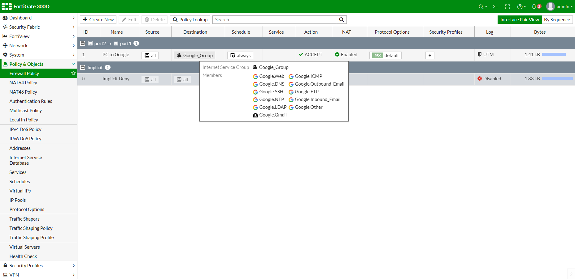 Internet service groups in policies | FortiGate / FortiOS 6.4.16 ...