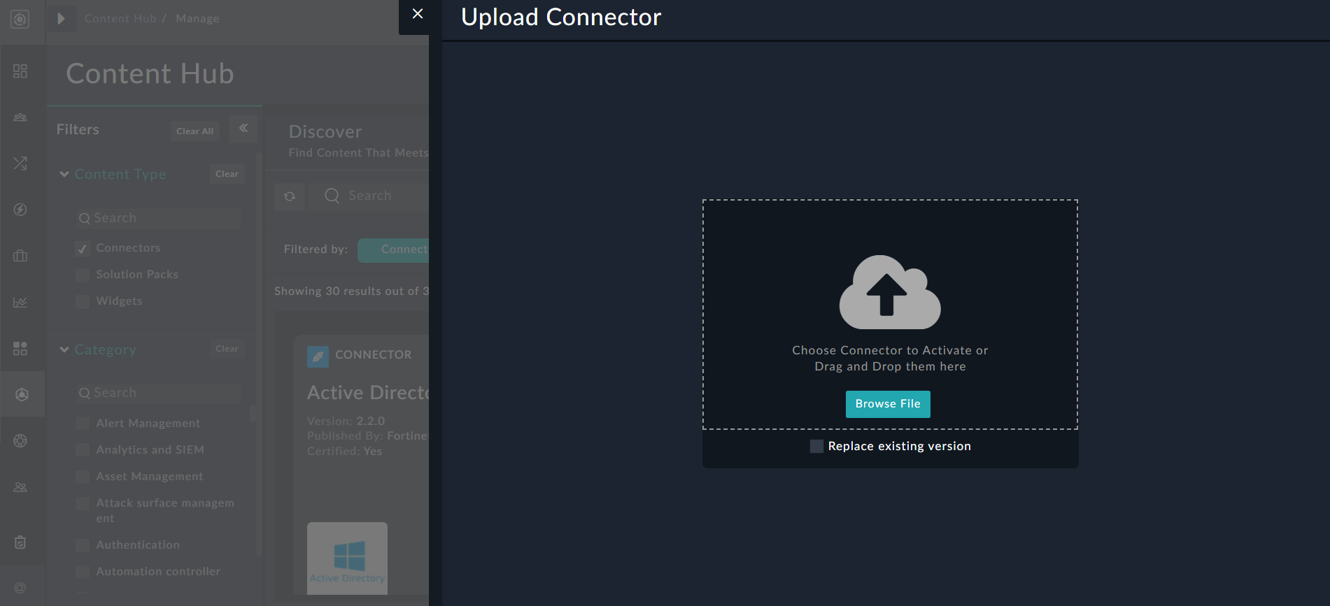 Importing a connector in FortiSOAR />