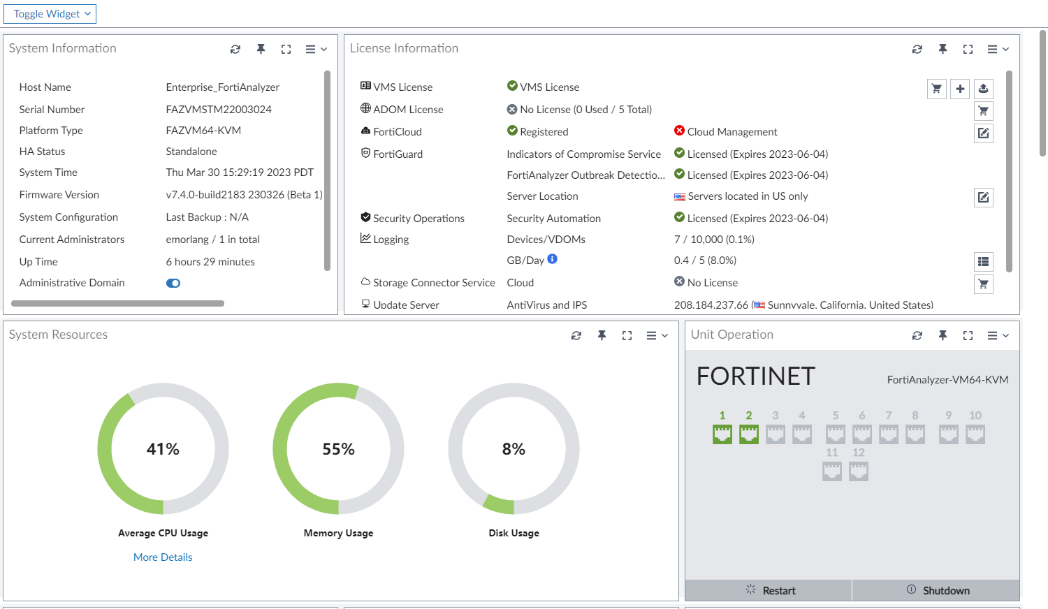 Dashboard | FortiAnalyzer 7.4.2 | Fortinet Document Library