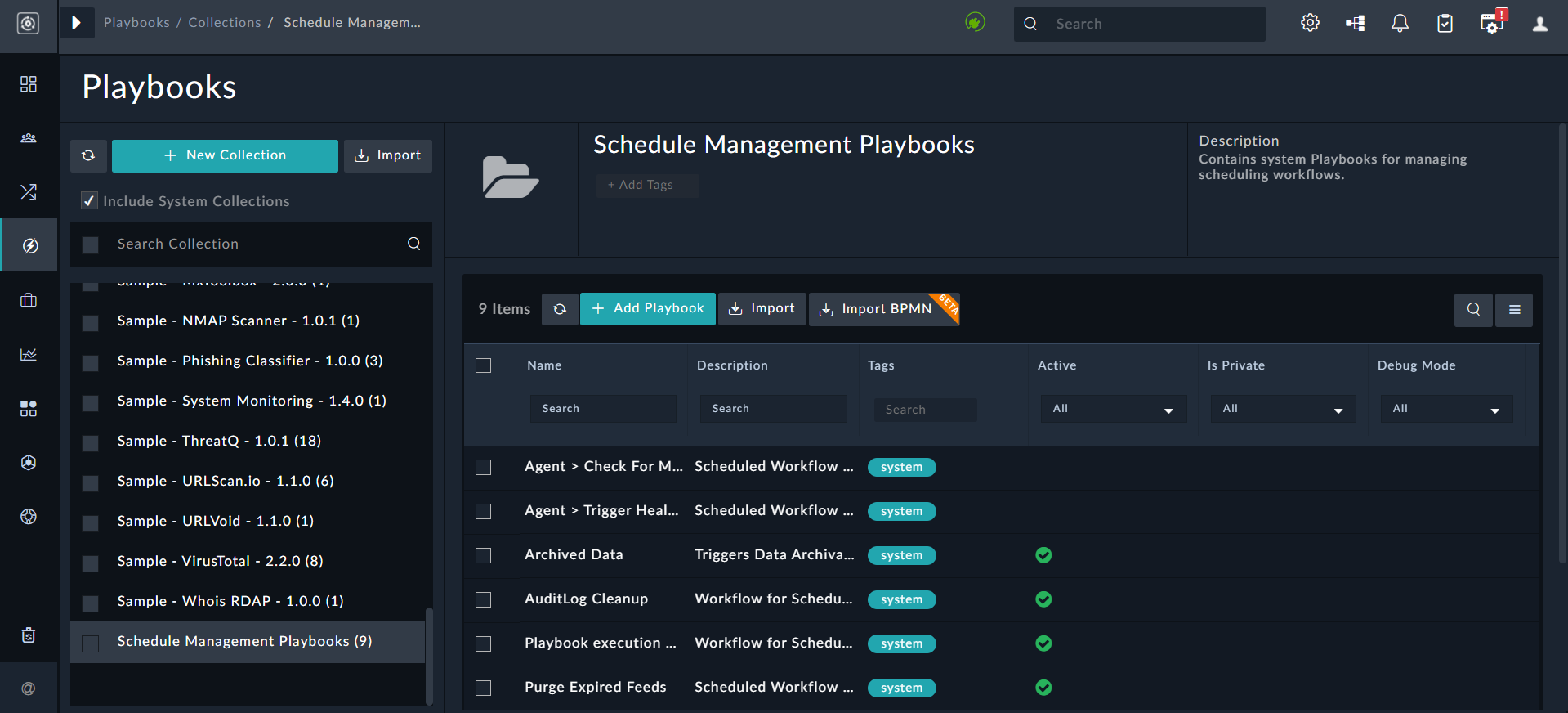 Show System Playbooks Collections checkbox