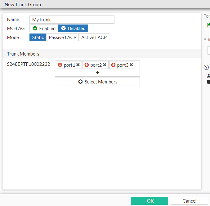 Adding 802.3ad link aggregation groups (trunks) FortiSwitch Manager 7