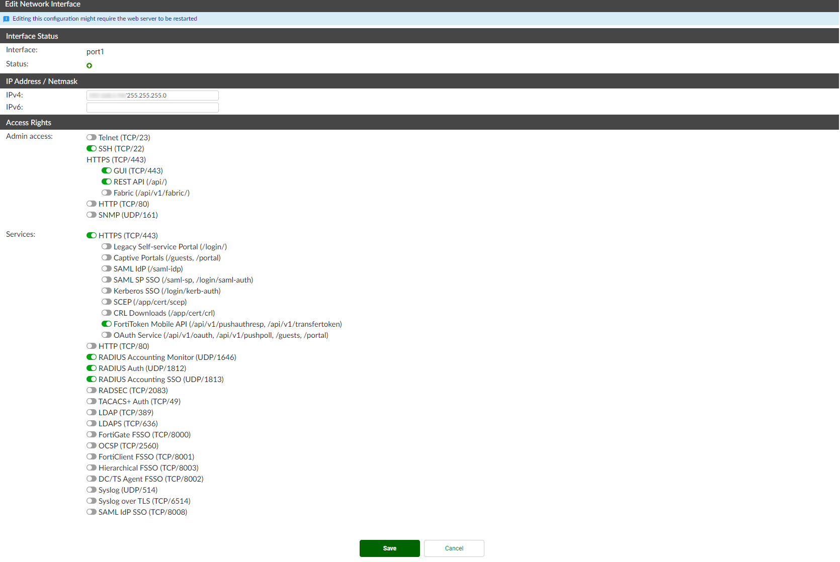 Interfaces FortiAuthenticator 6.5.3