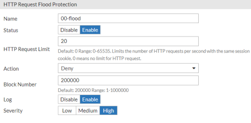 DoS Protection configuration | FortiADC 7.6.0 | Fortinet Document Library