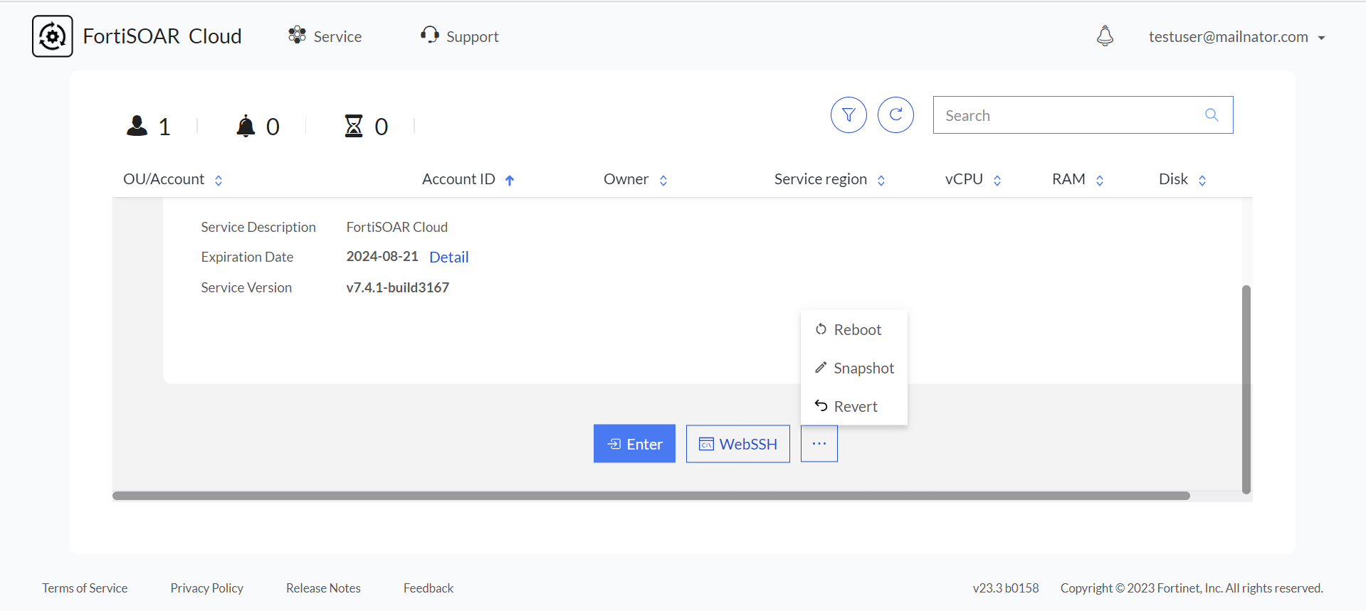 FortiSOAR VM Page