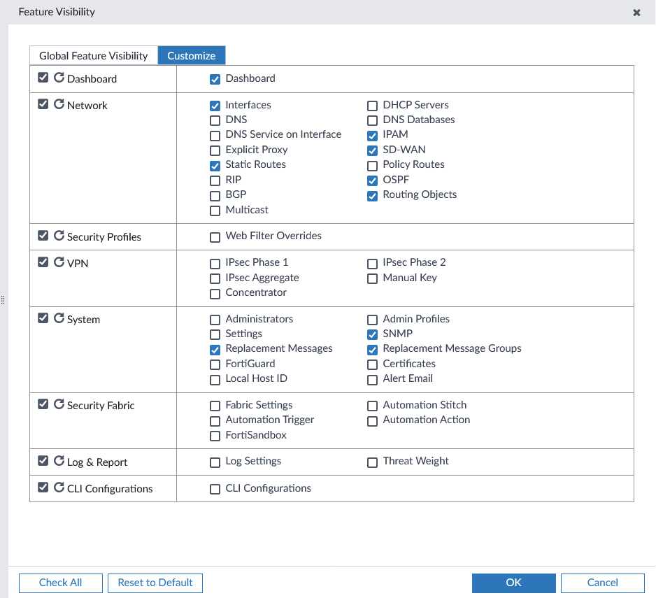 Choosing feature visibility for devices | FortiManager 7.4.3 | Fortinet ...