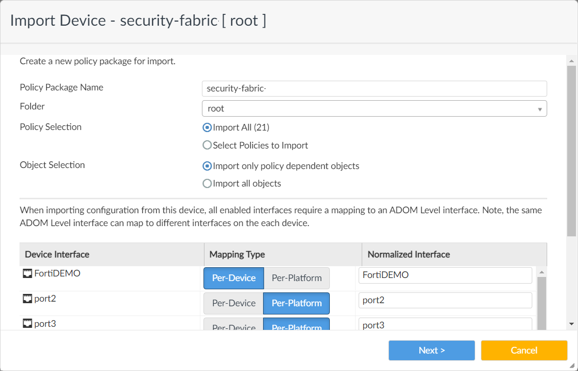 Importing policies and objects | FortiManager 7.4.3 | Fortinet Document ...