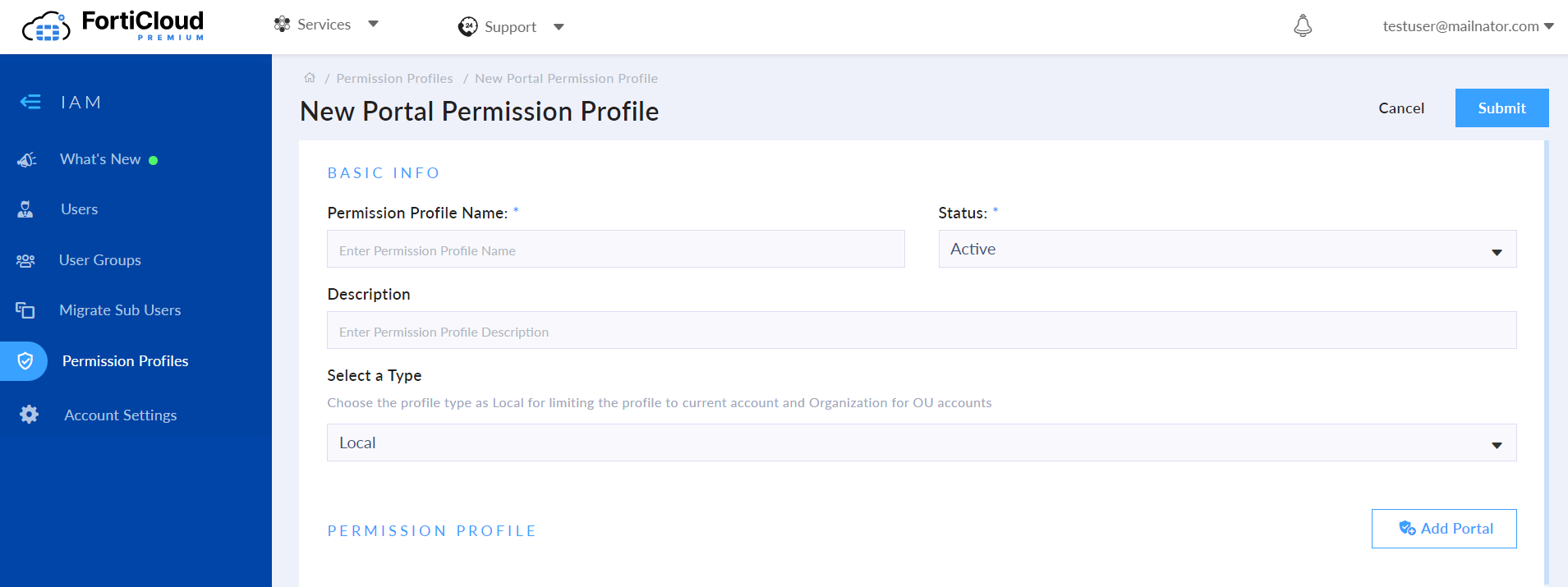 New Portal Permissions Page