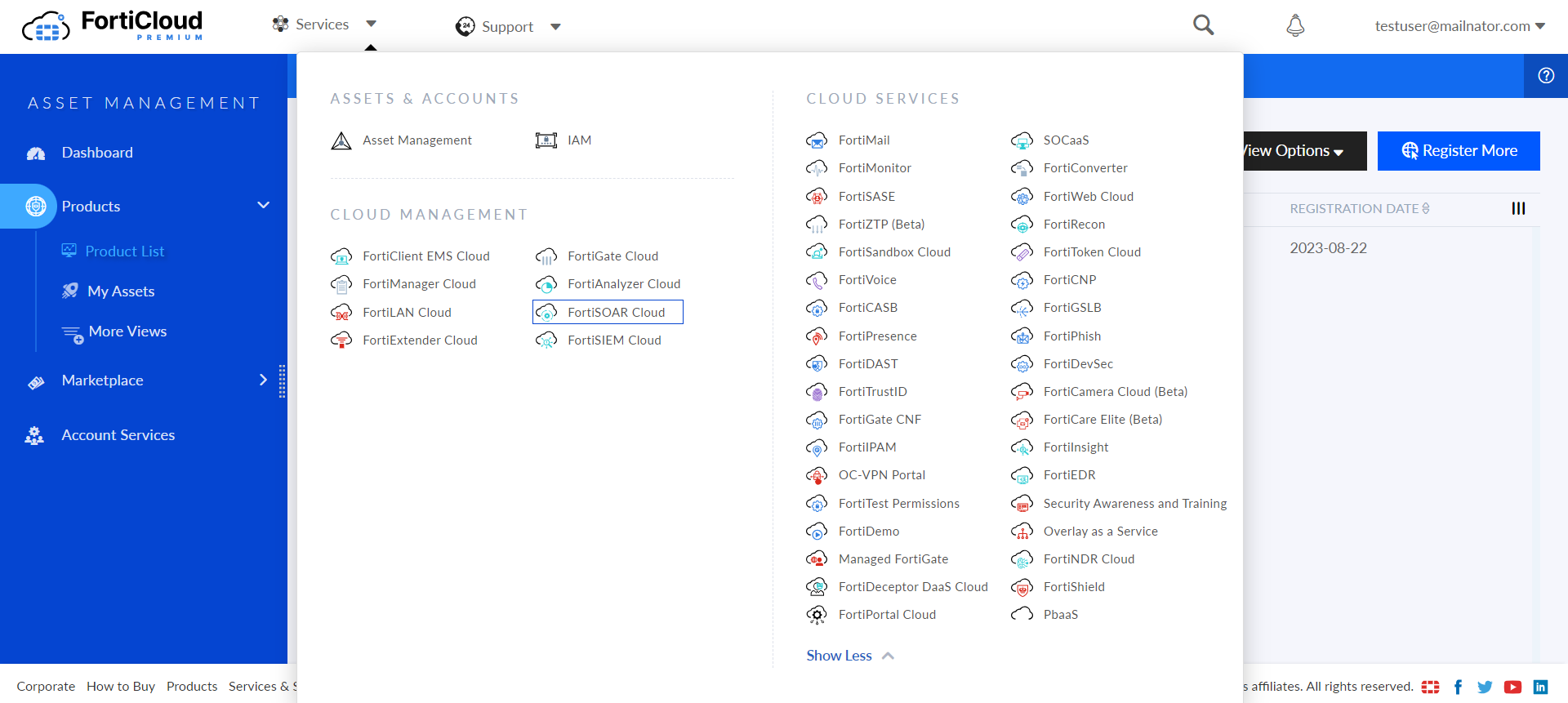 FortiSOAR Instance in the FortiCare portal