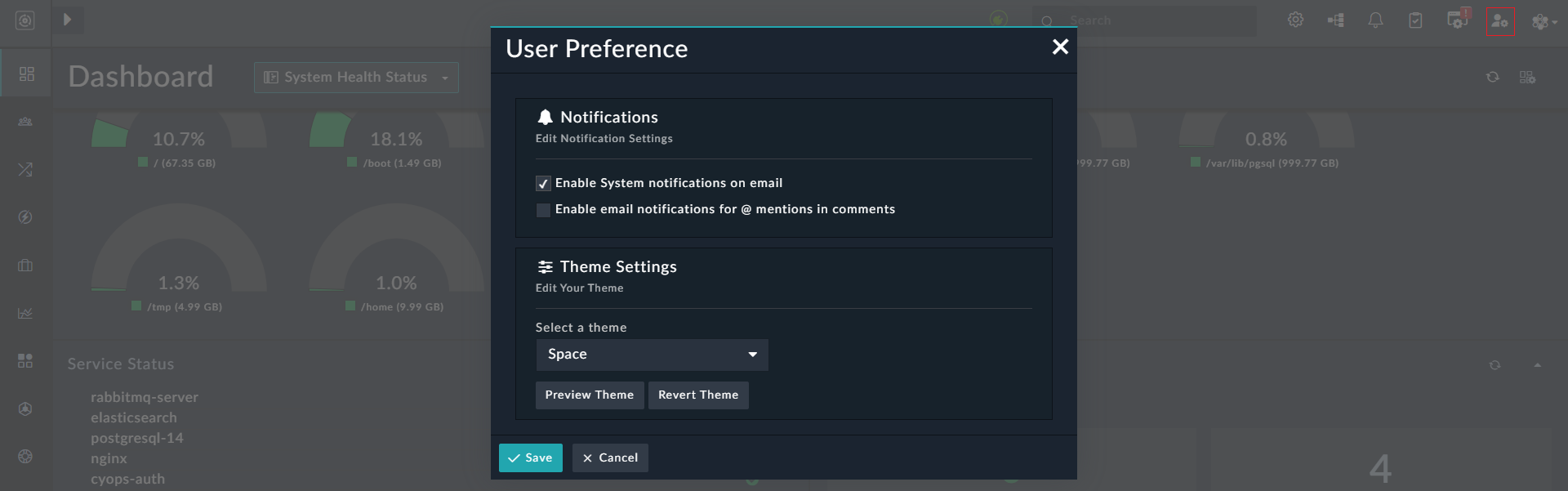 User Preferences Dialog