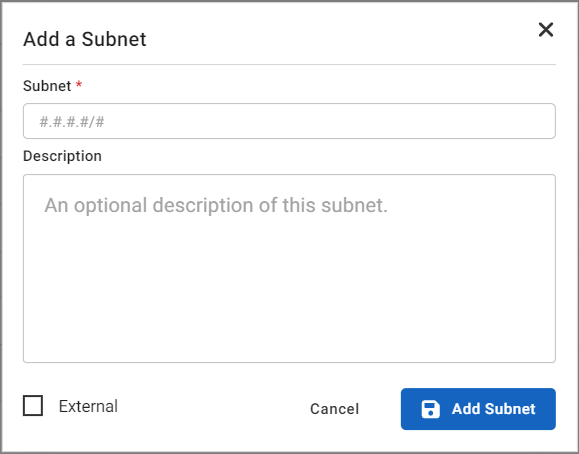 Add or edit a subnet | FortiNDR Cloud 2024.10.0 | Fortinet Document Library